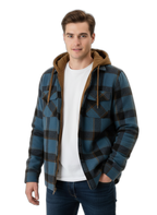 Plaid Hooded Jacket | Warm Fabric | Casual Style | Perfect for Everyday Wear Blue
