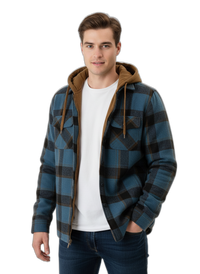 Plaid Hooded Jacket | Warm Fabric | Casual Style | Perfect for Everyday Wear Blue