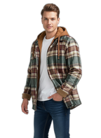 Plaid Hooded Jacket | Warm Fabric | Casual Style | Perfect for Everyday Wear Dark Green