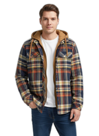 Plaid Hooded Jacket | Warm Fabric | Casual Style | Perfect for Everyday Wear Blue Orange