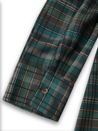 Plaid Maxi Dress with Lapel Collar - Women's Single-Breasted Shirt Style