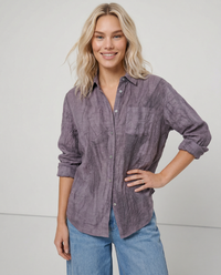 Pleated Linen Button-Up Shirt for Casual or Office Wear