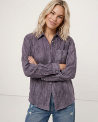 Pleated Linen Button-Up Shirt for Casual or Office Wear