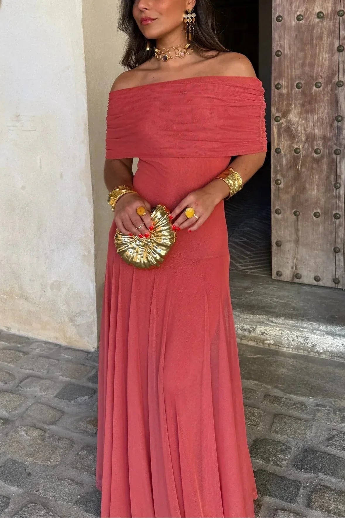 Pleated One-Shoulder Summer Long Dress Women UK – Wedding Guest Garden Party Evening Gown