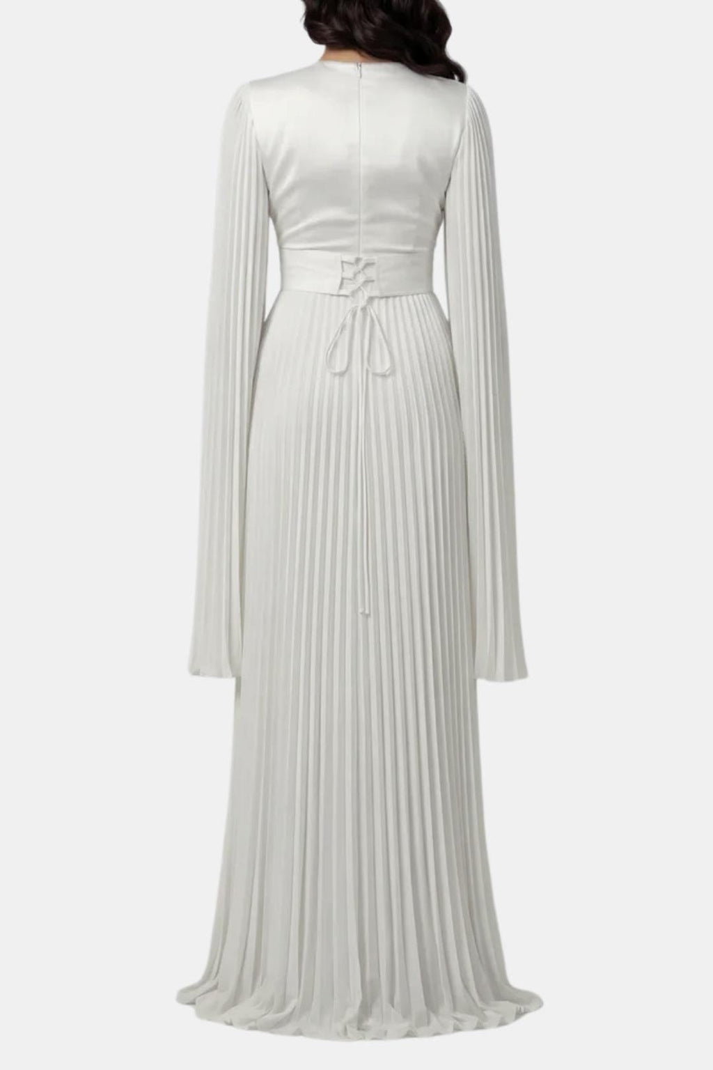 Pleated Satin Sleeve Gown | Elegant Evening Dress for Women | UK Fashion