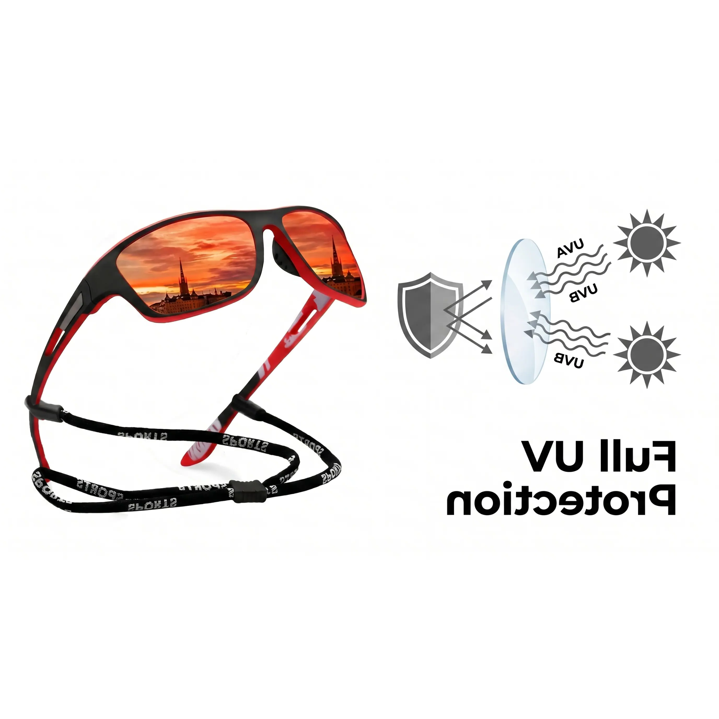 Polarised Sports Sunglasses with UV Protection & Scratch-Resistant Lenses – Outdoor, Sports
