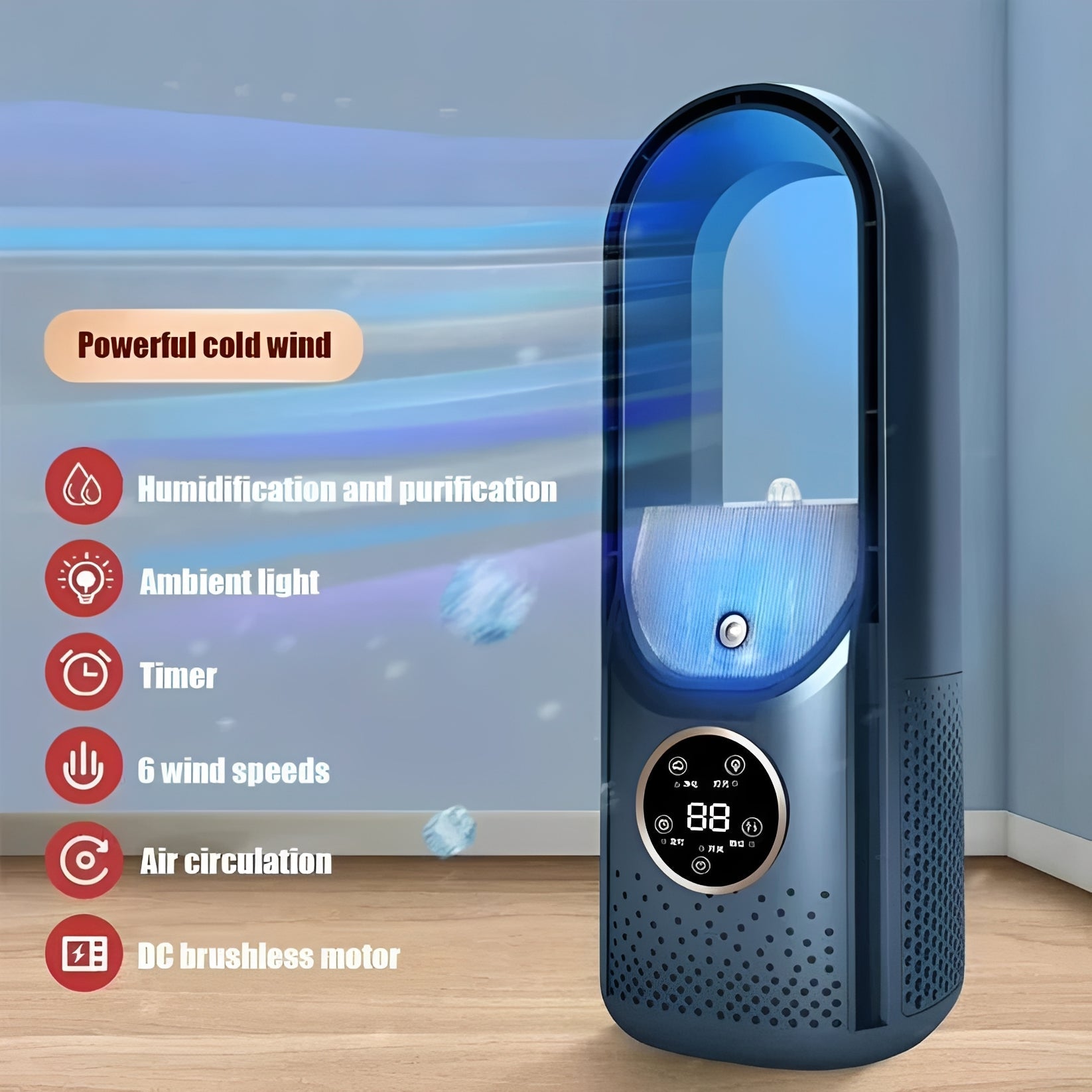 Portable 3-in-1 Air Cooler with Humidifier – Office Use, Night Comfort