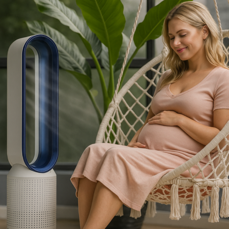 Portable Bladeless Fan with Air Purification and Remote Control – Home Office, Travel