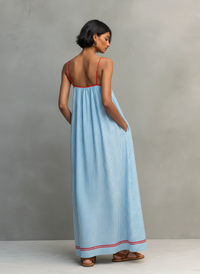 Red Minimalist Striped Maxi Dress Women UK – Wedding Guest Garden Party Evening Gown, Cocktail