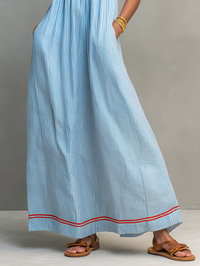 Red Minimalist Striped Maxi Dress Women UK – Wedding Guest Garden Party Evening Gown, Cocktail