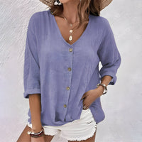 Relaxed Fit Button-Up Blouse in Soft Fabric for Casual Wear