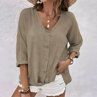 Relaxed Fit Button-Up Blouse in Soft Fabric for Casual Wear