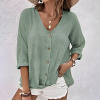Relaxed Fit Button-Up Blouse in Soft Fabric for Casual Wear