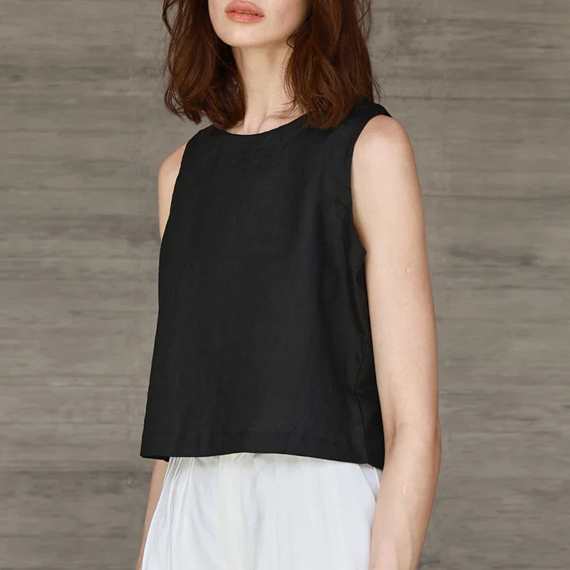 Reversible Linen Crop Top for Women - Lightweight Summer Fashion Top