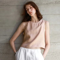 Reversible Linen Crop Top for Women - Lightweight Summer Fashion Top