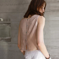 Reversible Linen Crop Top for Women - Lightweight Summer Fashion Top