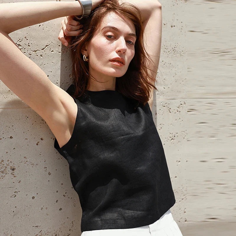 Reversible Linen Crop Top for Women - Lightweight Summer Fashion Top