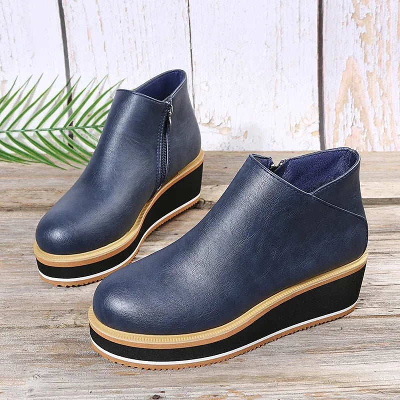 Rise Platform Shoes - Stylish Faux Leather Design for Everyday Wear