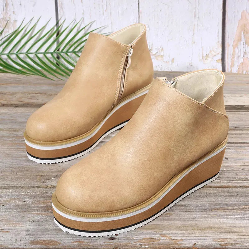 Rise Platform Shoes - Stylish Faux Leather Design for Everyday Wear