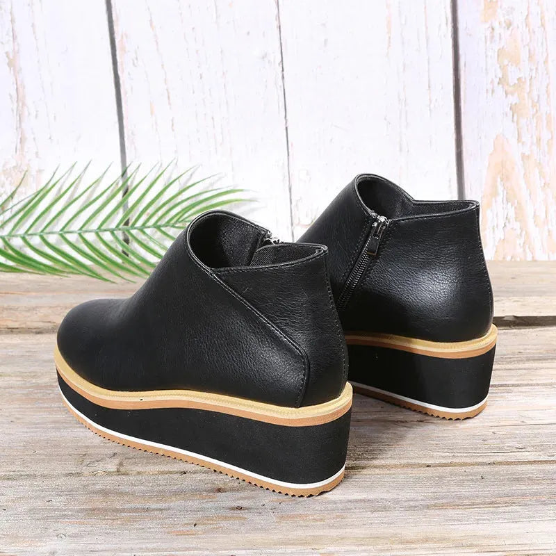 Rise Platform Shoes - Stylish Faux Leather Design for Everyday Wear