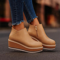 Rise Platform Shoes - Stylish Faux Leather Design for Everyday Wear
