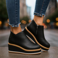 Rise Platform Shoes - Stylish Faux Leather Design for Everyday Wear
