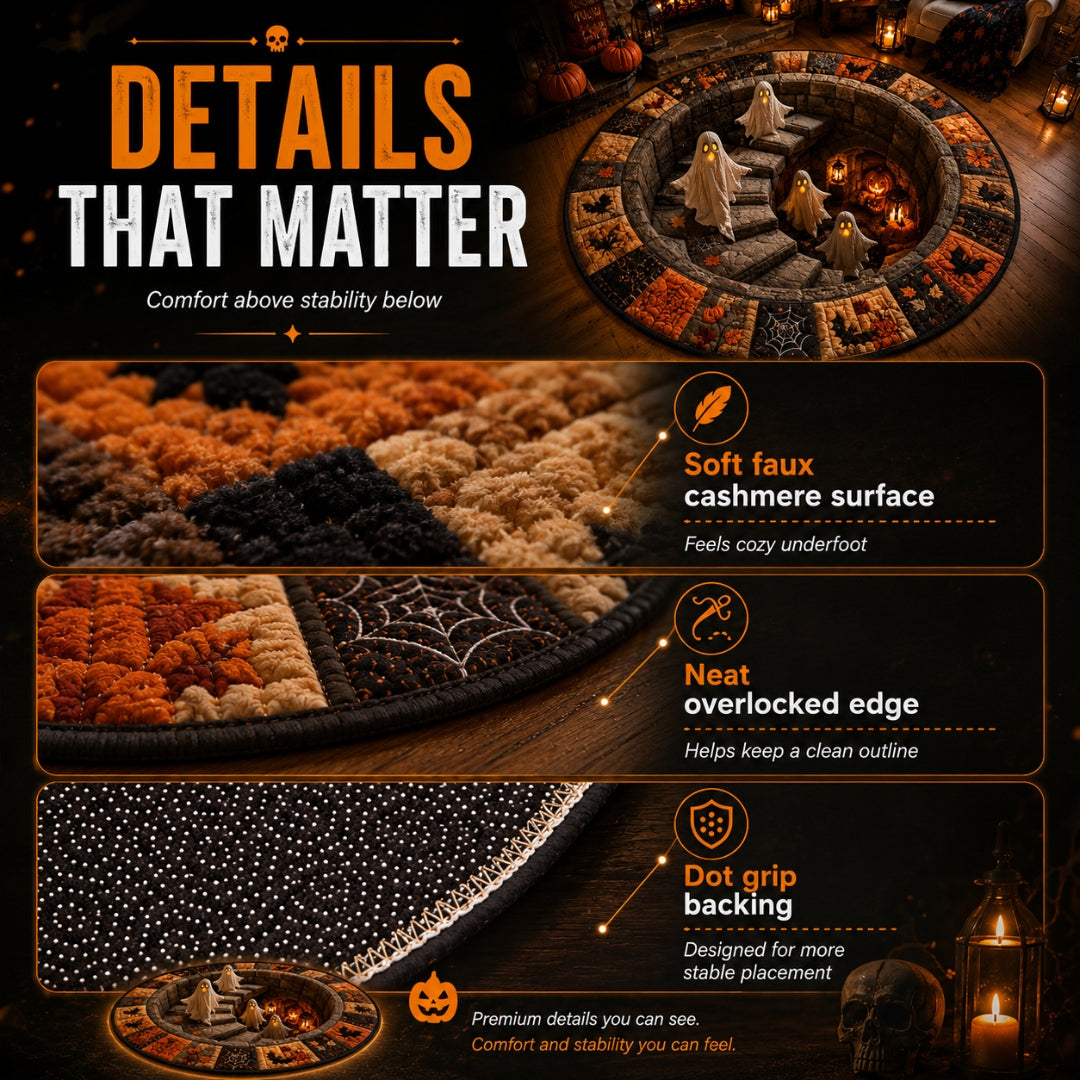 Round 3D Halloween Rug with Spooky Design – Home Decor, Halloween Party