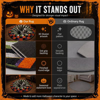 Round 3D Halloween Rug with Spooky Design – Home Decor, Halloween Party
