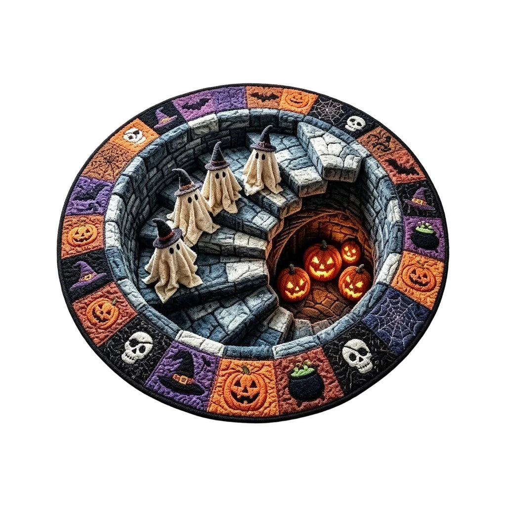 Round 3D Halloween Rug with Spooky Design – Home Decor, Halloween Party