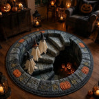 Round 3D Halloween Rug with Spooky Design – Home Decor, Halloween Party