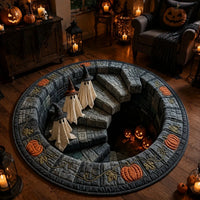 Round 3D Halloween Rug with Spooky Design – Home Decor, Halloween Party