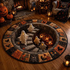 Round 3D Halloween Rug with Spooky Design – Home Decor, Halloween Party