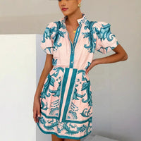 Floral Linen Two-Piece Dress for Women - Casual Summer Outfit