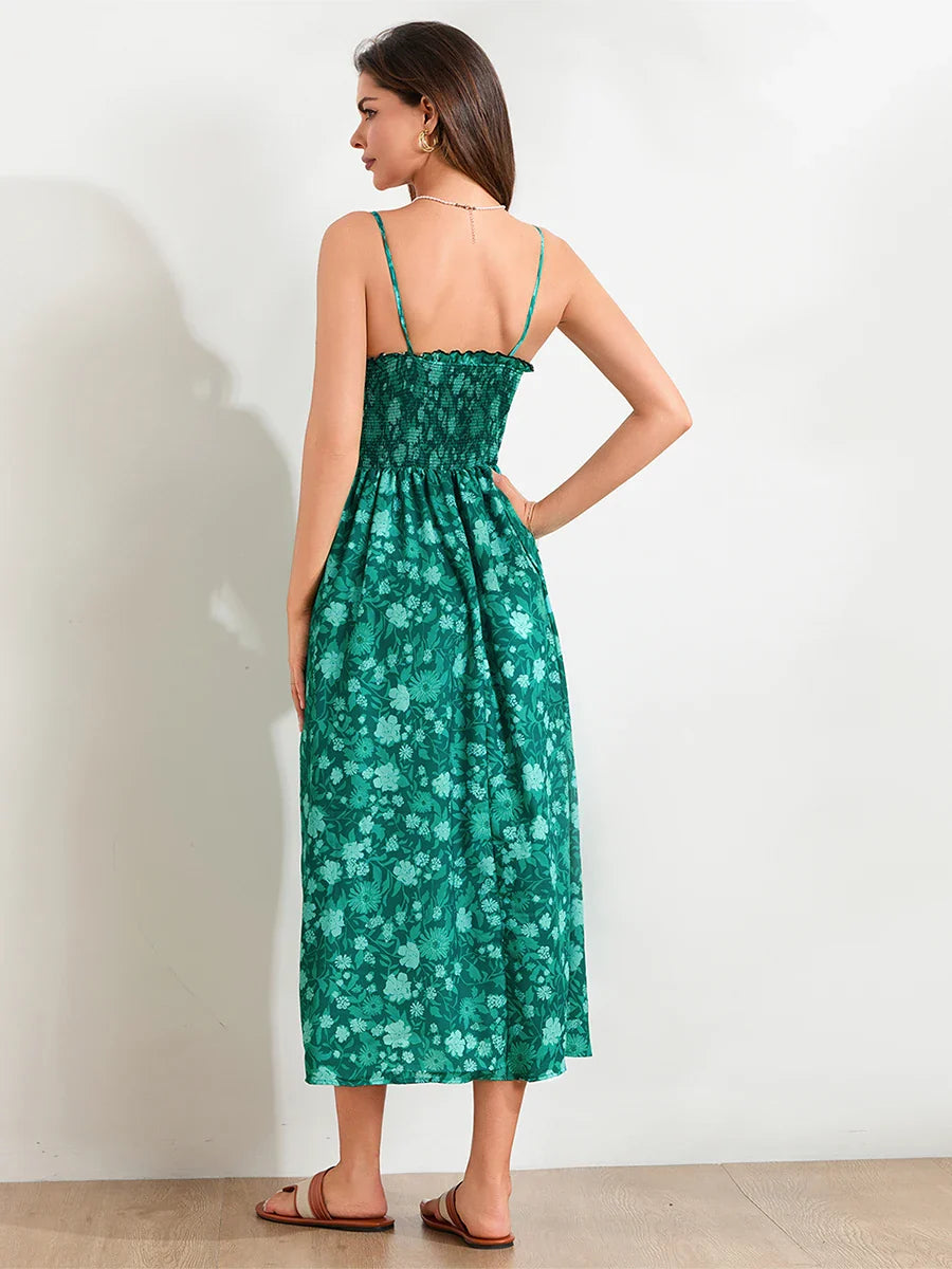 Floral Maxi Dress - Lightweight Fabric - Bohemian Style - Perfect for Summer Events