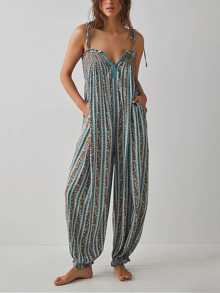 Boho Jumpsuit for Women - Lightweight Cotton, Casual Summer Outfit