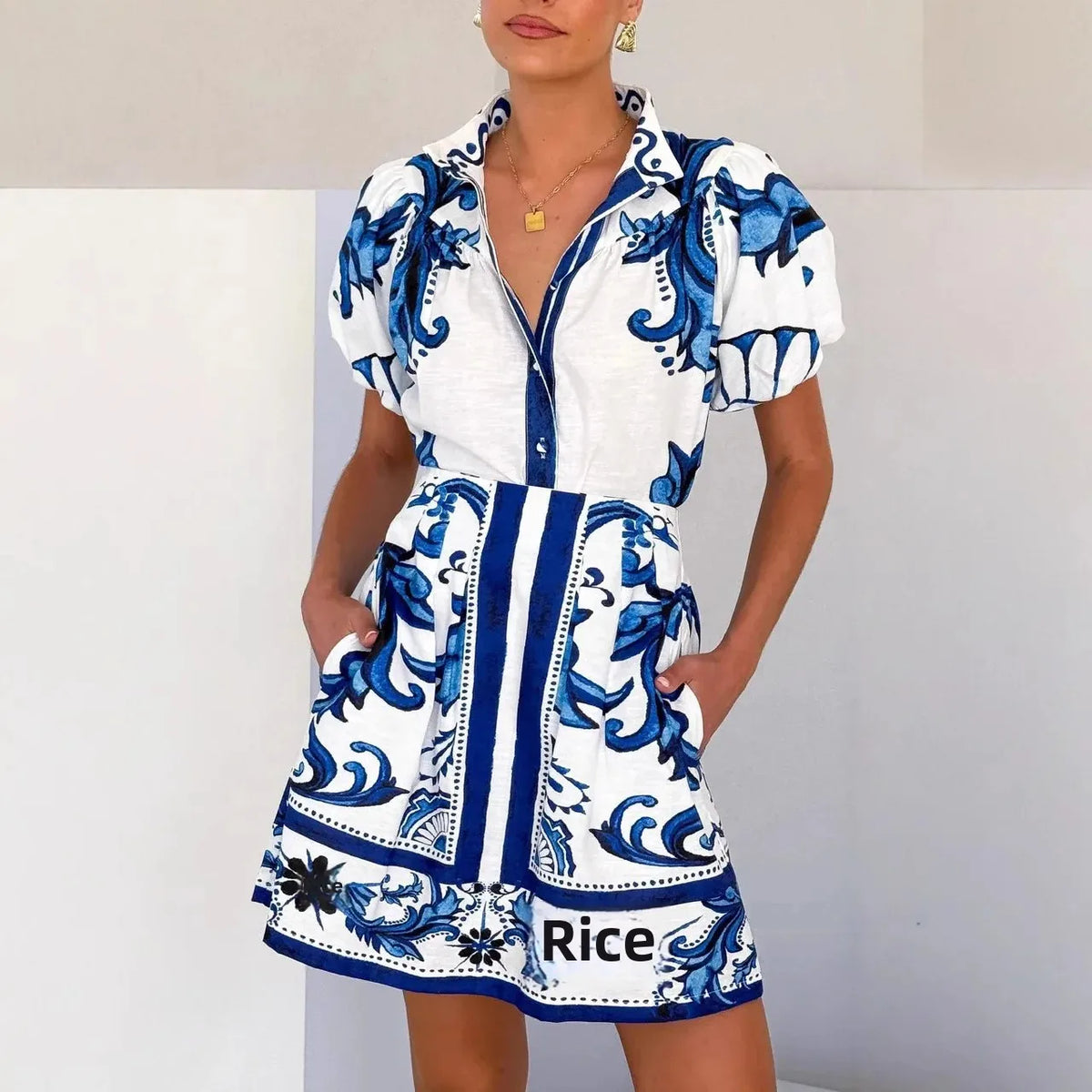 Floral Linen Two-Piece Dress for Women - Casual Summer Outfit