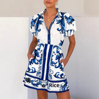 Floral Linen Two-Piece Dress for Women - Casual Summer Outfit