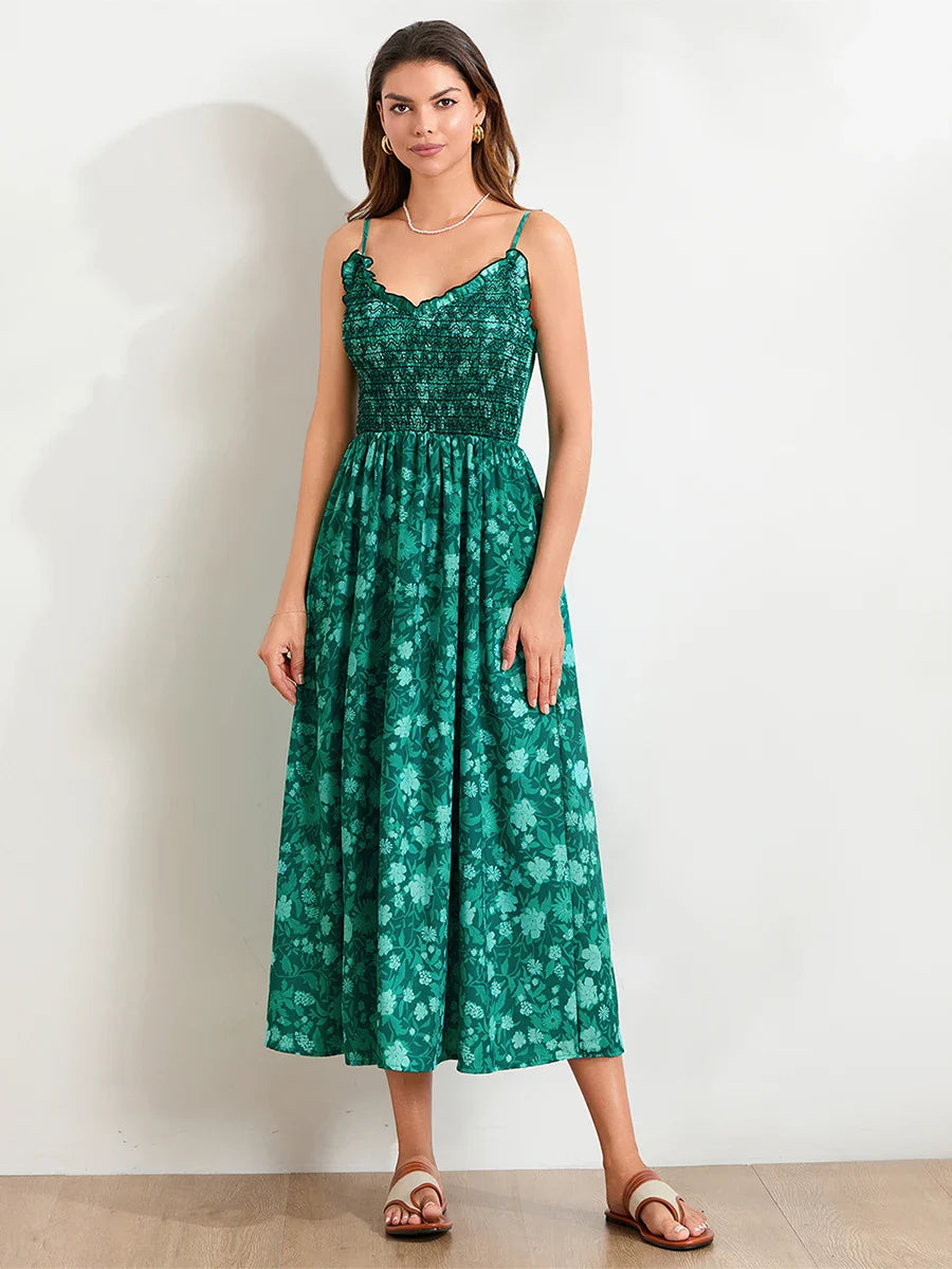 Floral Maxi Dress - Lightweight Fabric - Bohemian Style - Perfect for Summer Events