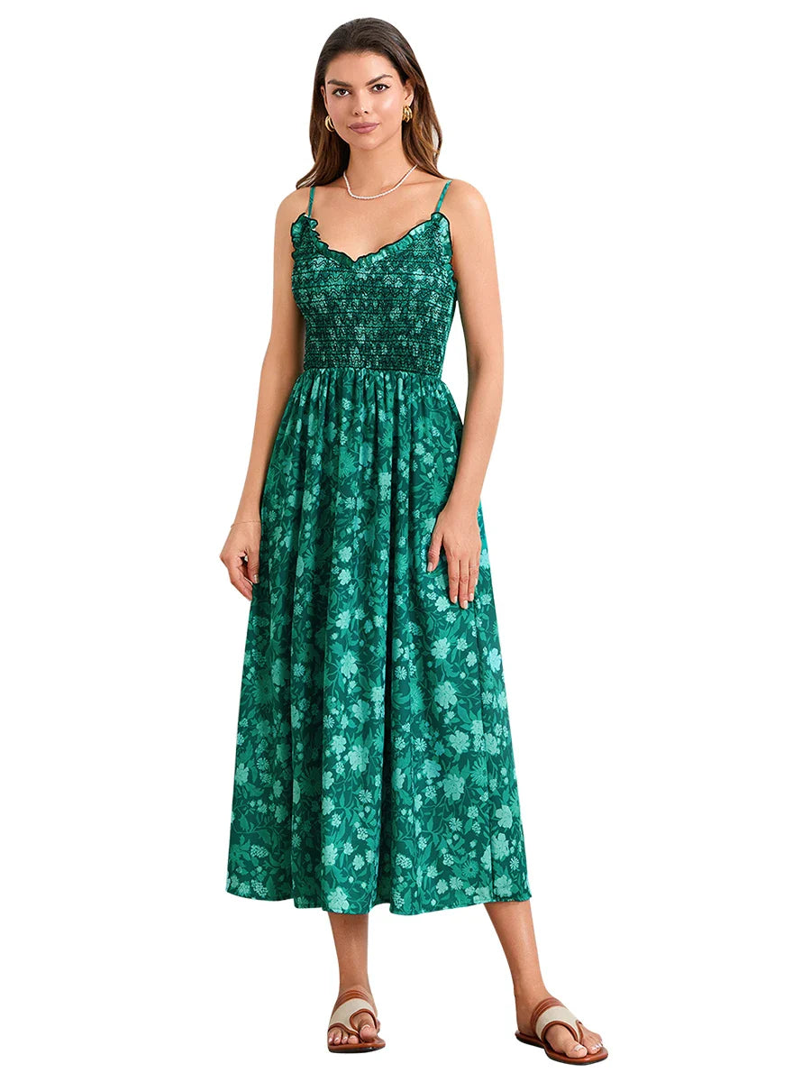 Floral Maxi Dress - Lightweight Fabric - Bohemian Style - Perfect for Summer Events