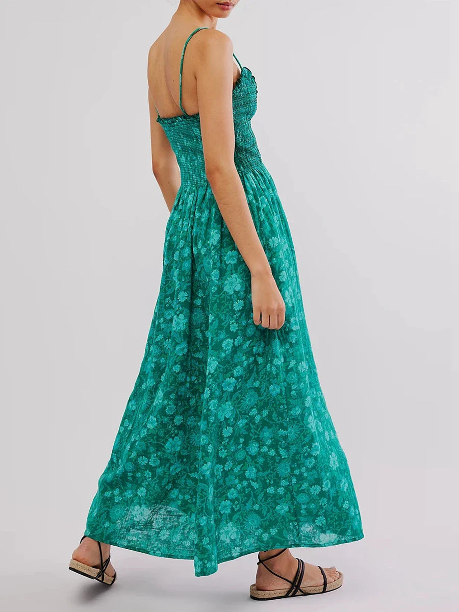 Floral Maxi Dress - Lightweight Fabric - Bohemian Style - Perfect for Summer Events