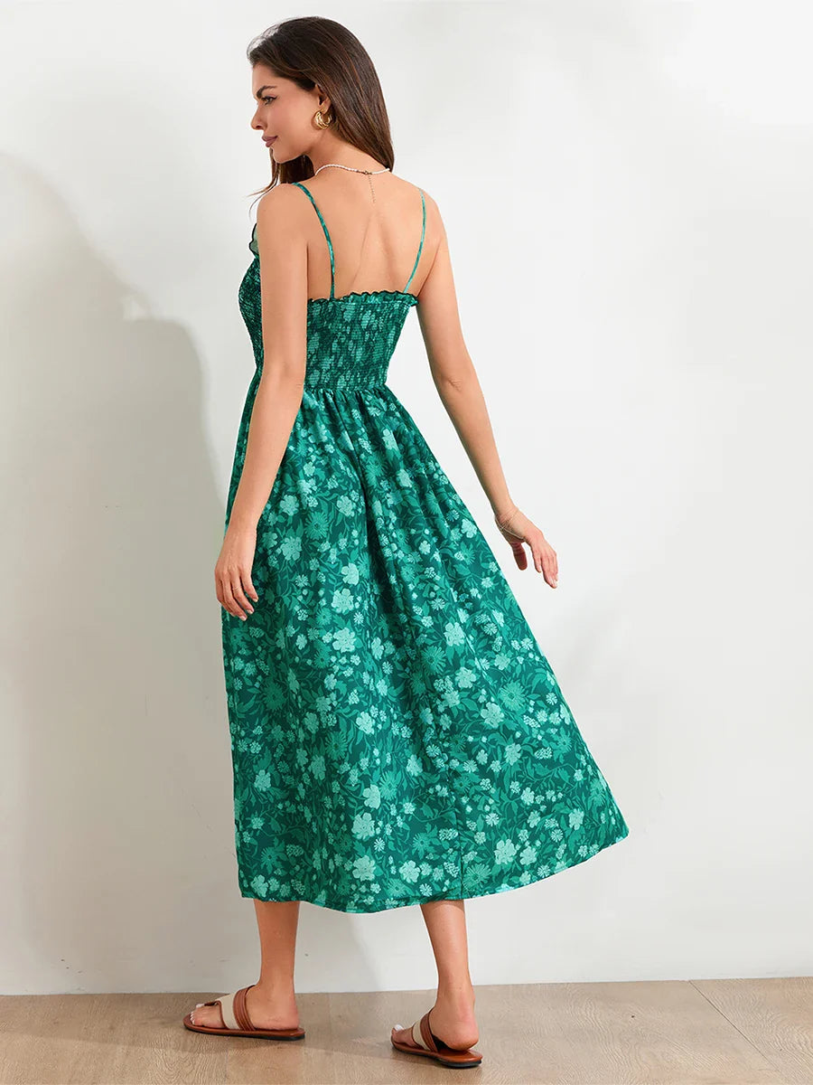 Floral Maxi Dress - Lightweight Fabric - Bohemian Style - Perfect for Summer Events