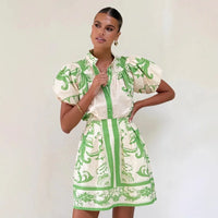 Floral Linen Two-Piece Dress for Women - Casual Summer Outfit