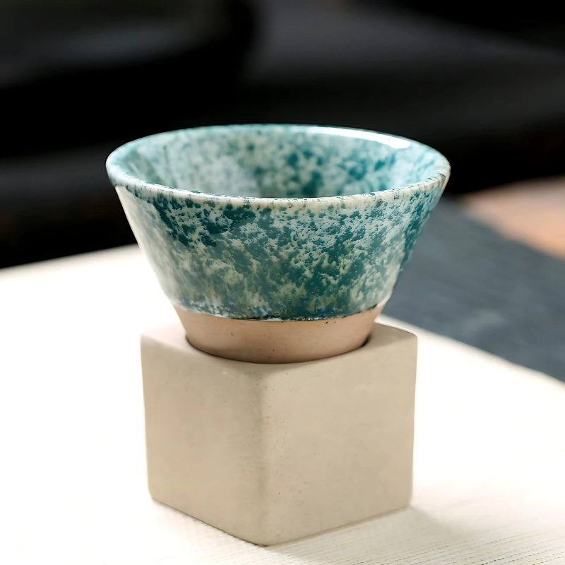 Set of 2 Traditional Cups with Artistic Glaze – Dining, Home Decor