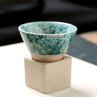 Set of 2 Traditional Cups with Artistic Glaze – Dining, Home Decor