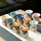 Set of 2 Traditional Cups with Artistic Glaze – Dining, Home Decor