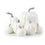 Set of 7 Decorative Foam Pumpkins with Ribbed Texture – Halloween Decor, Autumn Festivities