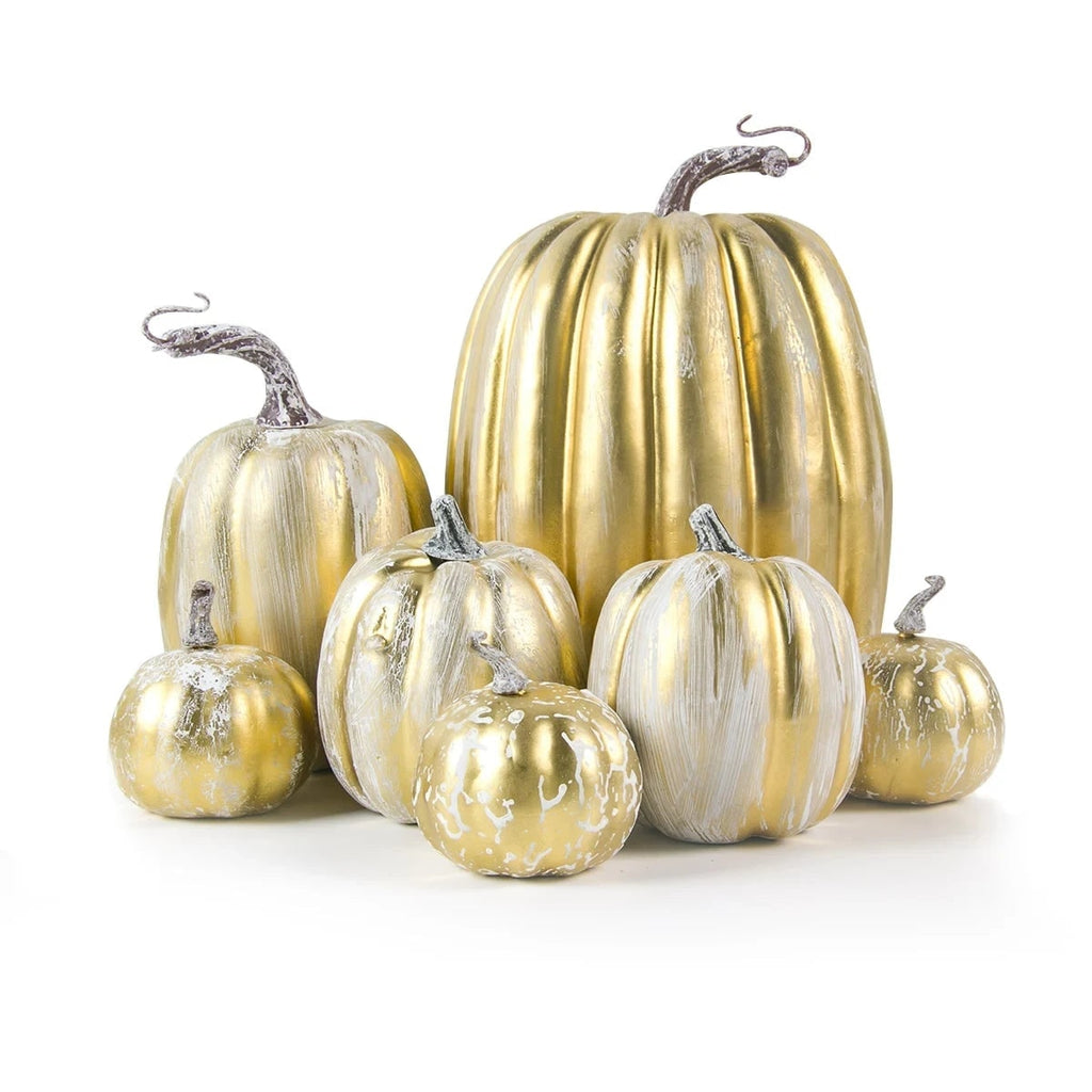 Set of 7 Decorative Foam Pumpkins with Ribbed Texture – Halloween Decor, Autumn Festivities