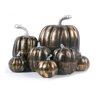 Set of 7 Decorative Foam Pumpkins with Ribbed Texture – Halloween Decor, Autumn Festivities