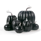 Set of 7 Decorative Foam Pumpkins with Ribbed Texture – Halloween Decor, Autumn Festivities