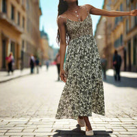 Floral Maxi Dress - Lightweight Fabric - Bohemian Style - Perfect for Summer Events